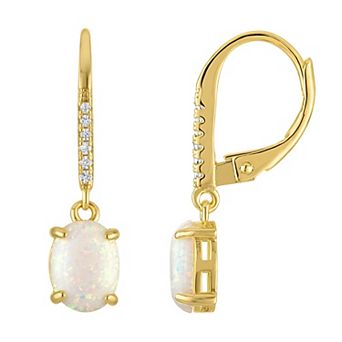 Ivy Sharpe Gold-Tone Lab-Created Opal Leverback Earrings