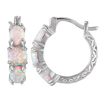 Ivy Sharpe Silver-Plated Lab Created Opal Hoop Earrings