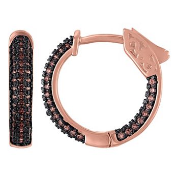 Ivy Sharpe Rose Gold Tone Black Cubic Zirconia Hoop Earrings