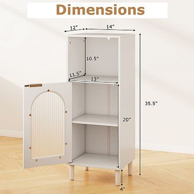 Bathroom Floor Storage Cabinet Wooden Side Organizer with Adjustable Shelf