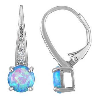 Ivy Sharpe Silver Plated Lab Created Opal Leverback Earrings