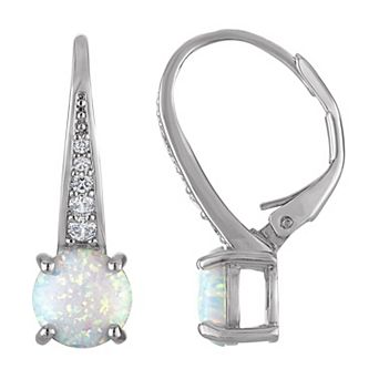 Ivy Sharpe Silver Plated Lab Created Opal Leverback Earrings