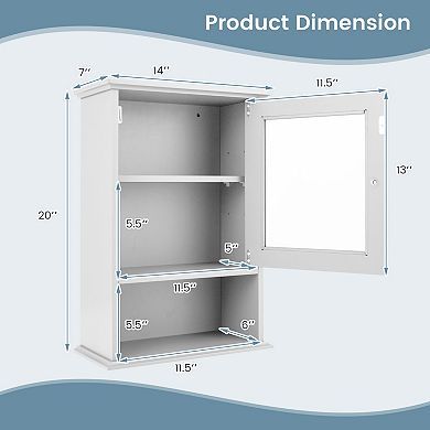 Bathroom Wall Mounted Adjustable Hanging Medicine Storage Cabinet