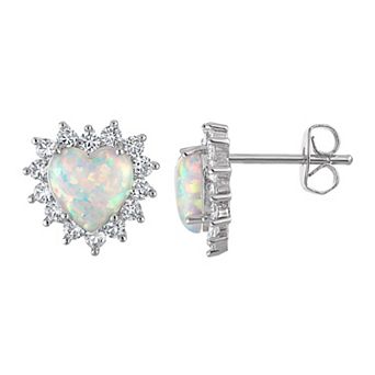 Ivy Sharpe Silver-Tone Lab-Created Opal Heart Earrings