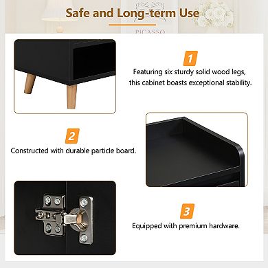 Contemporary Storage Shoe Cabinet with Adjustable Shelves