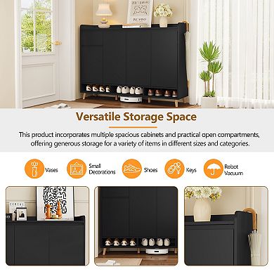 Contemporary Storage Shoe Cabinet with Adjustable Shelves