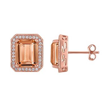 Ivy Sharpe Rose Gold Tone Simulated Morganite Stud Earrings