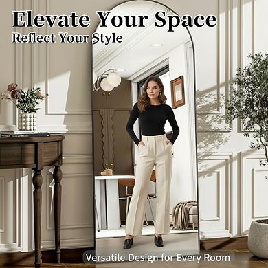 KSIZUIS Explosion-Proof Arched Floor Mirror - 57"x20" Full Length with Aluminum Frame, Multi-Room U