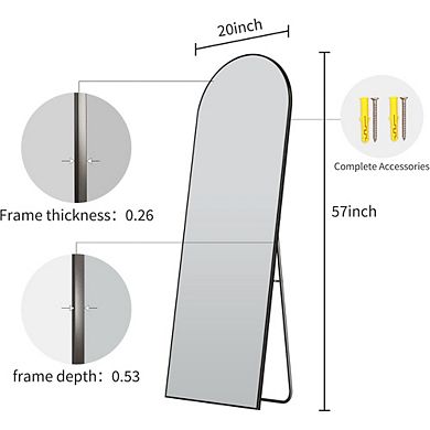 KSIZUIS Explosion-Proof Arched Floor Mirror - 57"x20" Full Length with Aluminum Frame, Multi-Room U