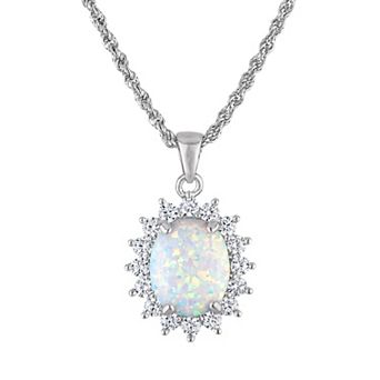 Ivy Sharpe Lab-Created Opal & Lab-Created White Sapphire Pendant Necklace