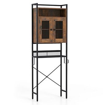 Over The bath fixture Freestanding Storage Cabinet with Heavy Duty Metal Frame and Doors