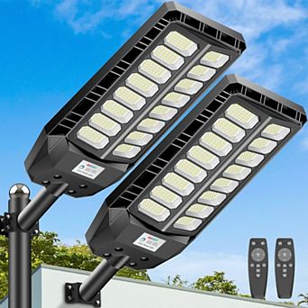 Adewalk Solar Street Light Motion Sensor, Solar Parking Lot Lights Dusk to Dawn Outdoor, 2 Pack