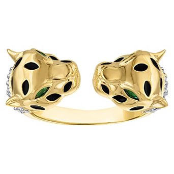 Ivy Sharpe Gold Tone Cubic Zirconia Panther Ring