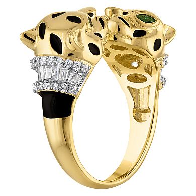 Ivy Sharpe Gold Tone Cubic Zirconia Panther Ring