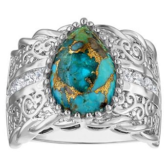 Ivy Sharpe Silver-Tone Turquoise Artisan Ring