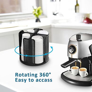 Rotating 4-Compartment Dispenser Coffee Cup Organizer