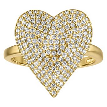 Ivy Sharpe Gold Tone Heart Pave Cubic Zirconia Ring