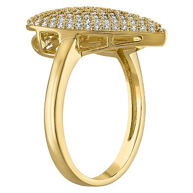 Ivy Sharpe Gold Tone Heart Pave Cubic Zirconia Ring