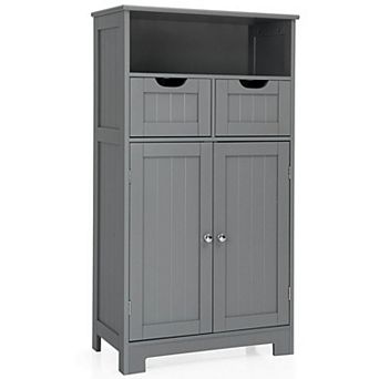 Wooden Bathroom Side Storage Cabinet with 2 Drawers and 2 Doors