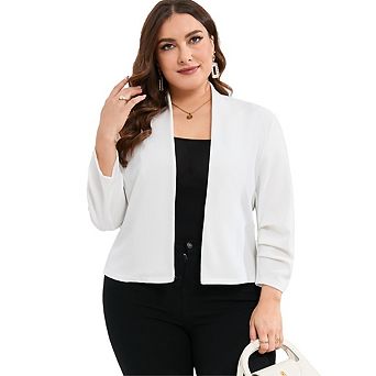 Women's Plus Size Thin Shrugs 3/4 Sleeve Lightweight Cropped Tops Open Front Cardigan
