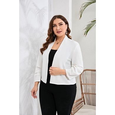 Women's Plus Size Thin Shrugs 3/4 Sleeve Lightweight Cropped Tops Open Front Cardigan