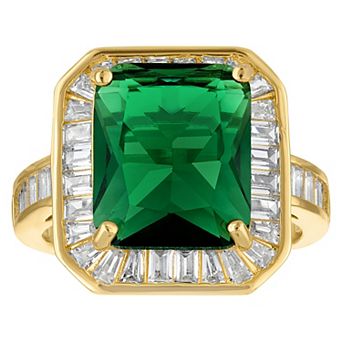 Ivy Sharpe Gold-Tone Simulated Emerald Ring