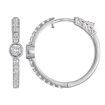 Ivy Sharpe Silver-Tone Cubic Zirconia Hoop Earrings