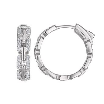 Ivy Sharpe Silver-Tone Cubic Zirconia Buckle Hoop Earrings