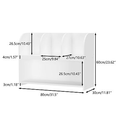 Kids' Bookshelf, 4-Tier Compartment Storage Rack, Display & Organizer for Books, Toys & Items, White