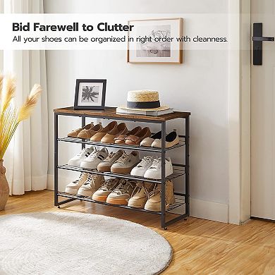 Adjustable Tilt Angle 4 Tier Shoe Rack