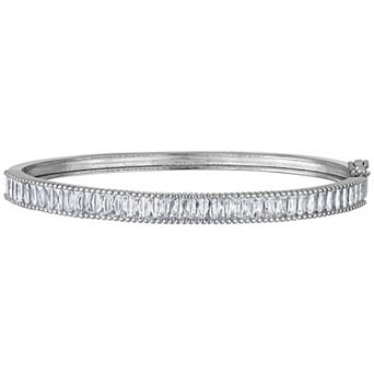 Ivy Sharpe Silver-Tone Cubic Zirconia Bangle Bracelet