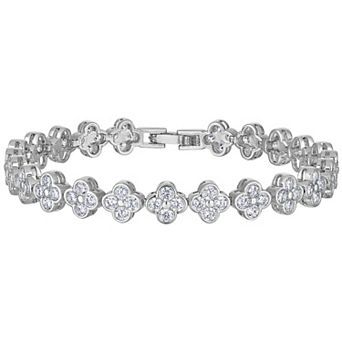 Ivy Sharpe Silver-Tone Cubic Zirconia Clover Bracelet