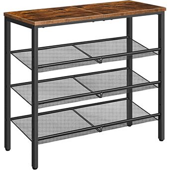 4 tier Shoe Organizer with Adjustable Mesh Shelves for Entryway