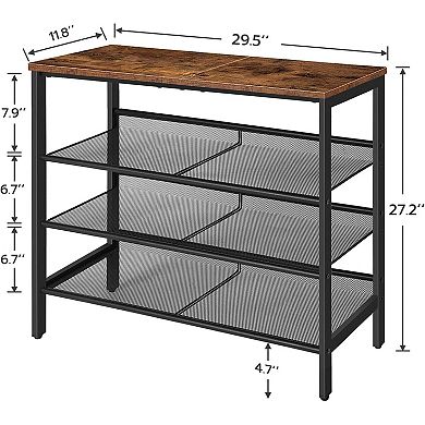 4-Tier Shoe Organizer with Adjustable Mesh Shelves for Entryway