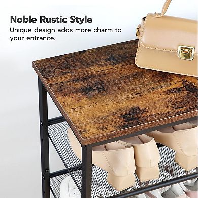 4-Tier Shoe Organizer with Adjustable Mesh Shelves for Entryway