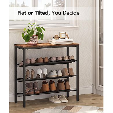 4-Tier Shoe Organizer with Adjustable Mesh Shelves for Entryway