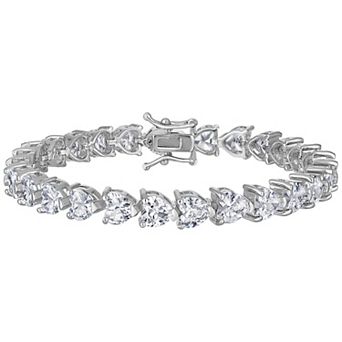 Ivy Sharpe Silver-Tone Cubic Zirconia Heart Tennis Bracelet