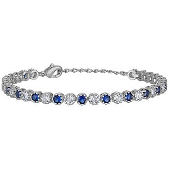 Ivy Sharpe Silver-Tone Simulated Sapphire Bracelet