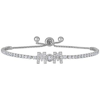 Ivy Sharpe Silver-Tone Cubic Zirconia Mom Bolo Bracelet