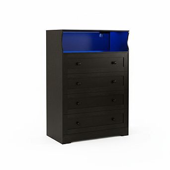 ANIXOL 4-Drawer Wood Dresser with Charging Station