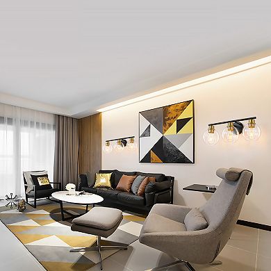 POWLIG 21.65" 3-Light Dimmable Bathroom Vanity Light - Nickel Finish with Clear Glass Shades