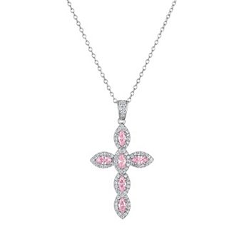 Designs by Gioelli Sterling Silver Cubic Zirconia Cross Pendant Necklace
