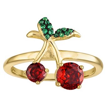 Designs by Gioelli 14k Gold Over Silver Cubic Zirconia Cherry Ring