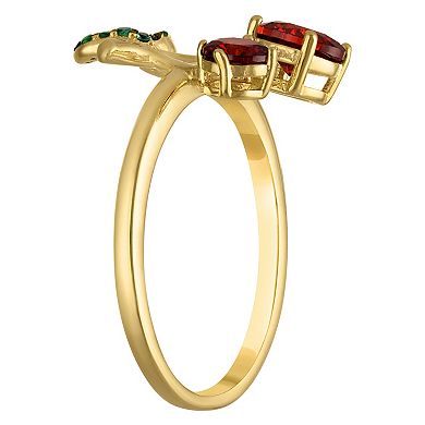 Designs by Gioelli 14k Gold Over Silver Cubic Zirconia Cherry Ring