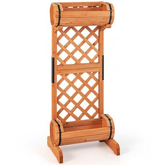 Costway 2 tier Planter Box Raised Garden Bed Vertical Wooden Container with Trellis