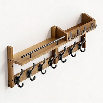 Wall-Mounted Coat Rack with Shelf and Hooks