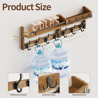 Wall-Mounted Coat Rack with Shelf and Hooks