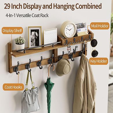 Wall-Mounted Coat Rack with Shelf and Hooks