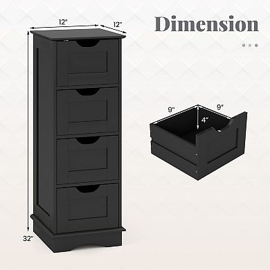 Bathroom Storage Cabinet with Cutout Handles and 4 Drawers