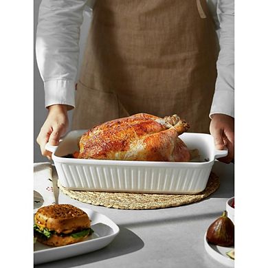 Great Ambitions 9x13 Ceramic Casserole Dish, 4.2 Qt Oven-Safe Lasagna Pan with Handles, Wedding Gift